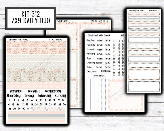 Kit 312 Erin Condren Daily Duo || Weekly Sticker Kit || Daily Duo Stickers || SPRING STICKERS