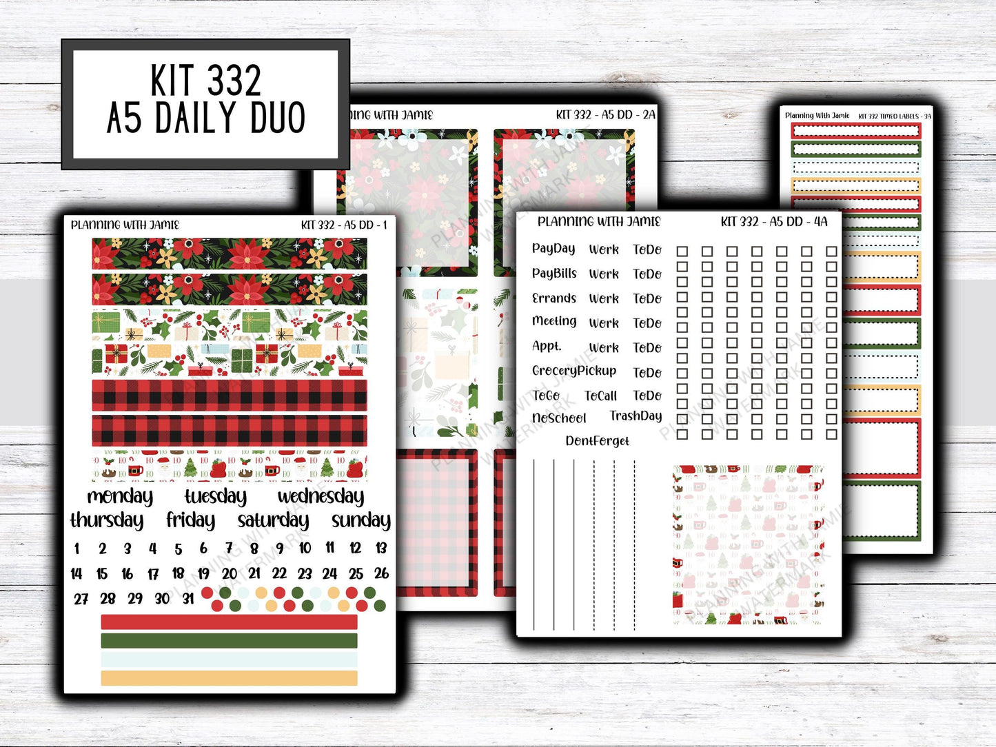 Kit 332 Erin Condren Daily Duo || Weekly Sticker Kit || Daily Duo Stickers || WINTER Stickers || CHRISTMAS STICKERS