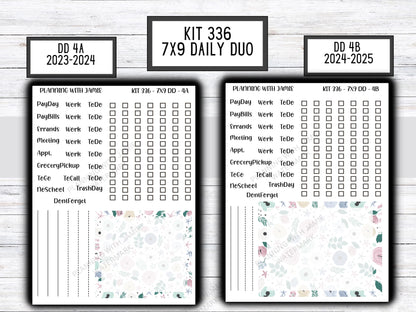 Kit 336 Erin Condren Daily Duo || Weekly Sticker Kit || Daily Duo Stickers || WINTER Stickers || FLOWER STICKERS