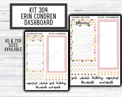 KIT 304 Erin Condren Dashboard Sticker Kit || Dashboard Monthly Sticker || Erin Condren Dashboard Sticker || BEE Stickers