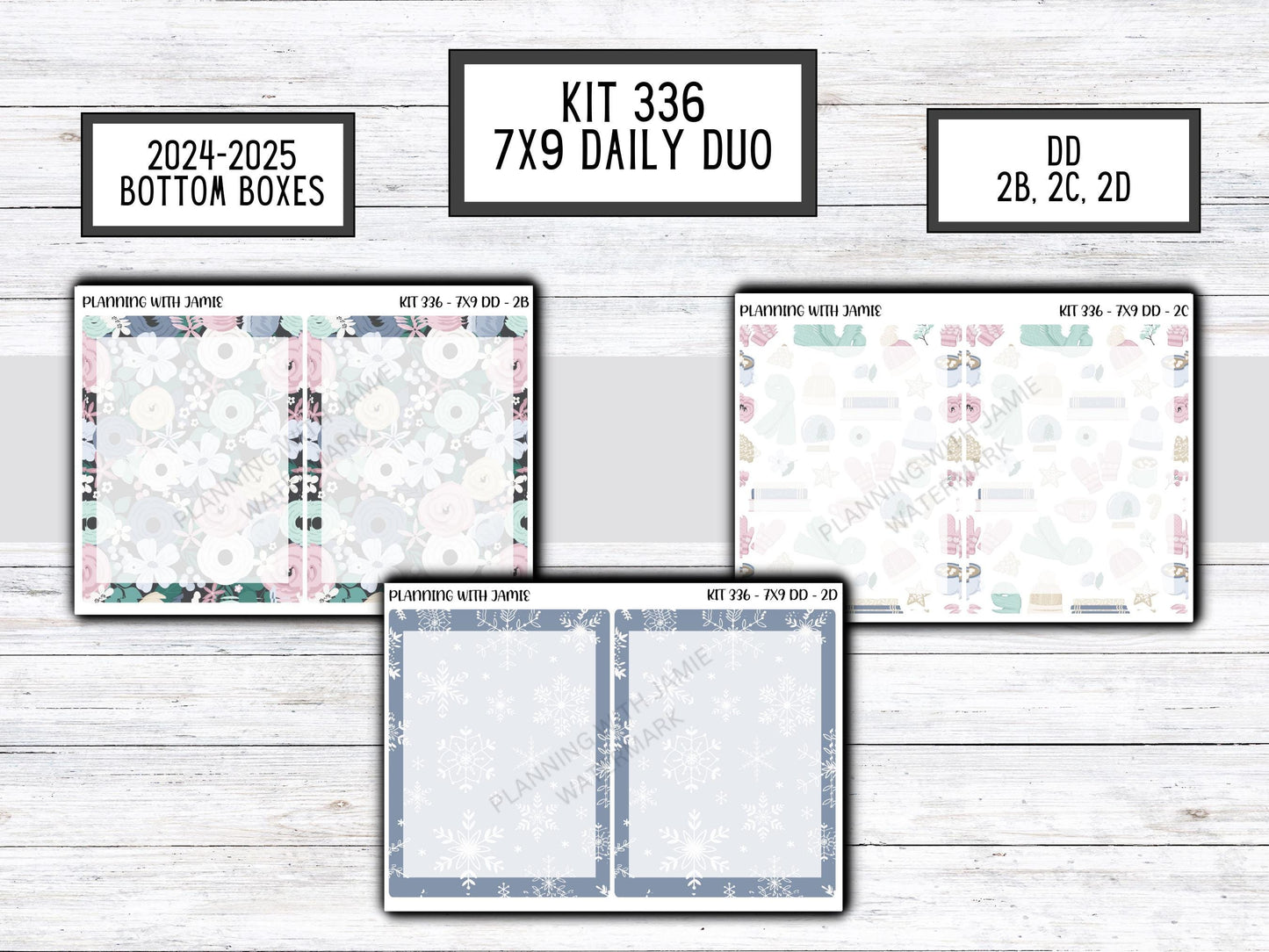 Kit 336 Erin Condren Daily Duo || Weekly Sticker Kit || Daily Duo Stickers || WINTER Stickers || FLOWER STICKERS