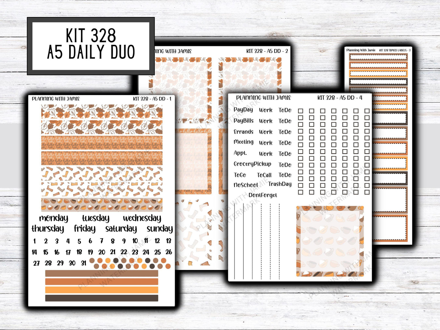 Kit 328 Erin Condren Daily Duo || Weekly Sticker Kit || Daily Duo Stickers || FALL STICKERS
