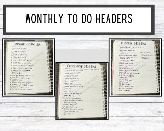 Monthly To Do Stickers, Monthly Header Stickers, To Do List Stickers, Master To Do List Stickers, Monthly Master To Do List Stickers