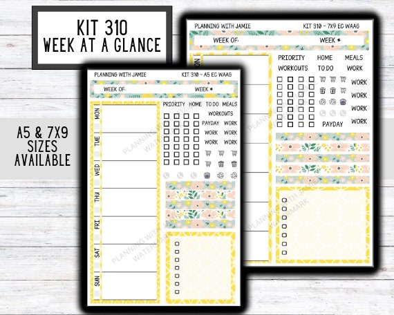 Kit 310 Week At A Glance Sticker || Week At A Glance Planner Sticker Kit || Weekly Overview Stickers || Daily Duo Stickers || SPRING STICKERS
