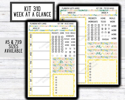 Kit 310 Week At A Glance Sticker || Week At A Glance Planner Sticker Kit || Weekly Overview Stickers || Daily Duo Stickers || SPRING STICKERS