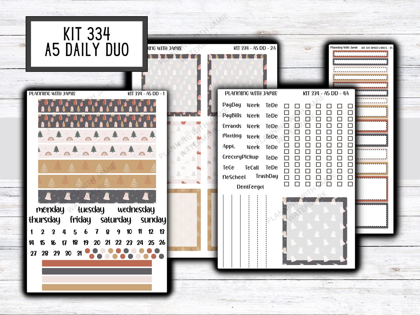 Kit 334 Erin Condren Daily Duo || Weekly Sticker Kit || Daily Duo Stickers || WINTER Stickers || CHRISTMAS STICKERS