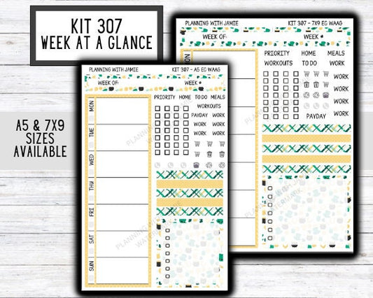 Kit 307 Week At A Glance Sticker || Week At A Glance Planner Sticker Kit || Weekly Overview Stickers || Daily Duo Stickers || ST PATRICKS DAY STICKERS || SPRING STICKERS