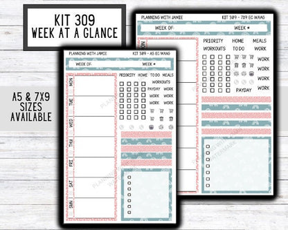 Kit 309 Week At A Glance Sticker || Week At A Glance Planner Sticker Kit || Weekly Overview Stickers || Daily Duo Stickers || Boho Rainbow || SPRING STICKERS