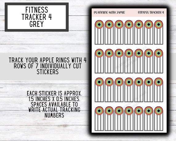 FITNESS RING STICKERS, Apple Ring Stickers, Apple Ring Tracker, Fitness Tracker Stickers, Planner Stickers, Mom Planning Stickers