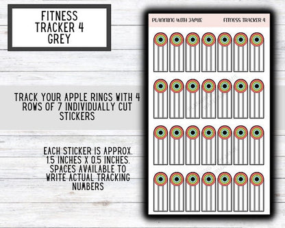 FITNESS RING STICKERS, Apple Ring Stickers, Apple Ring Tracker, Fitness Tracker Stickers, Planner Stickers, Mom Planning Stickers