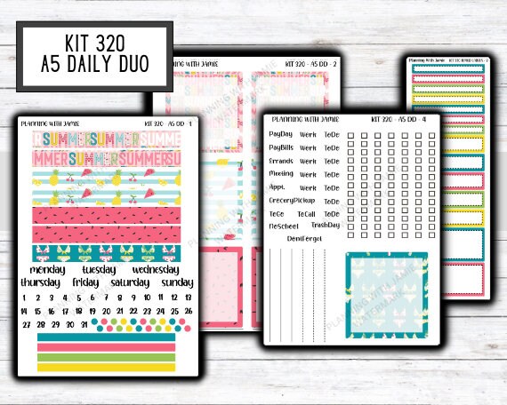 Kit 320 Erin Condren Daily Duo || Weekly Sticker Kit || Daily Duo Stickers || SUMMER STICKERS