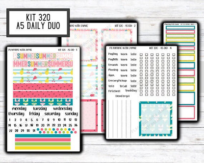Kit 320 Erin Condren Daily Duo || Weekly Sticker Kit || Daily Duo Stickers || SUMMER STICKERS