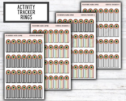 FITNESS RING STICKERS, Apple Ring Stickers, Apple Ring Tracker, Fitness Tracker Stickers, Planner Stickers, Mom Planning Stickers
