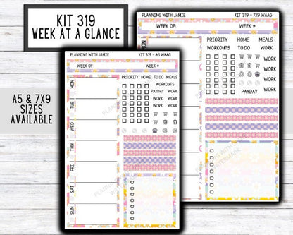 Kit 319 Week At A Glance Sticker || Week At A Glance Planner Sticker Kit || Weekly Overview Stickers || Daily Duo Stickers || SPRING STICKERS || GROOVY STICKERS