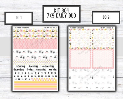 Kit 304 Erin Condren Daily Duo || Weekly Sticker Kit || Daily Duo Stickers || Bee Stickers || VALENTINES STICKERS