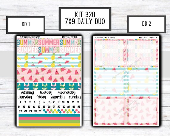 Kit 320 Erin Condren Daily Duo || Weekly Sticker Kit || Daily Duo Stickers || SUMMER STICKERS