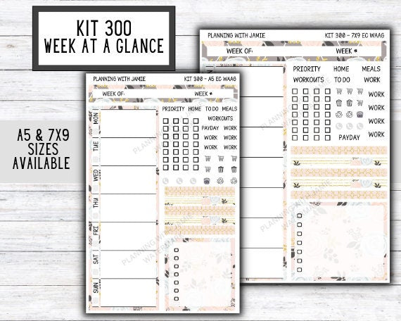 Kit 300 Week At A Glance Sticker || Week At A Glance Planner Sticker Kit || Weekly Overview Stickers || Daily Duo Stickers || WINTER STICKERS