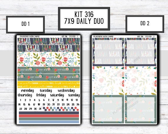 Kit 316 Erin Condren Daily Duo || Weekly Sticker Kit || Daily Duo Stickers || SPRING STICKERS | Mothers Day Stickers