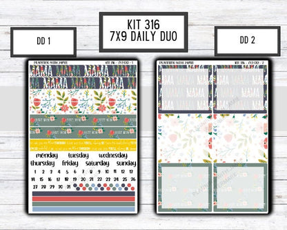 Kit 316 Erin Condren Daily Duo || Weekly Sticker Kit || Daily Duo Stickers || SPRING STICKERS | Mothers Day Stickers