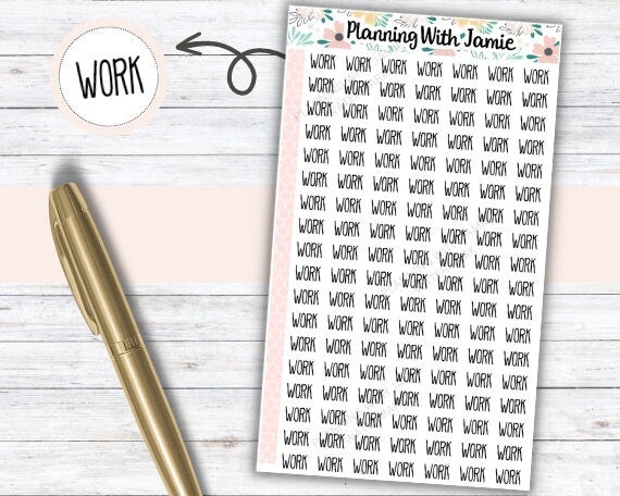 Work Script, Planner Work Sticker, Work Label Sticker, Work Sticker, W ...