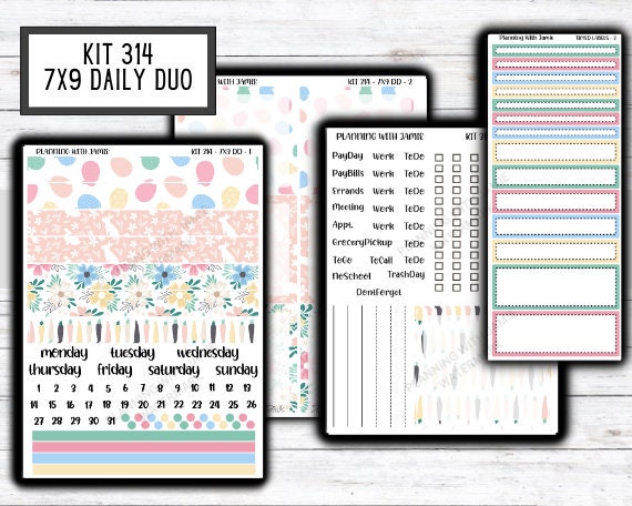 Kit 314 Erin Condren Daily Duo || Weekly Sticker Kit || Daily Duo Stickers || SPRING STICKERS