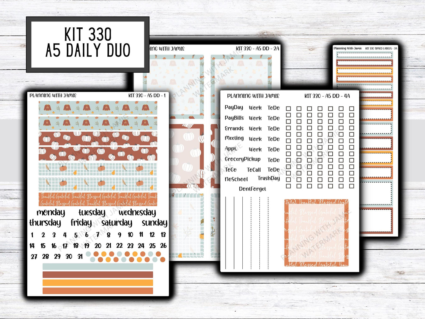Kit 330 Erin Condren Daily Duo || Weekly Sticker Kit || Daily Duo Stickers || FALL STICKERS