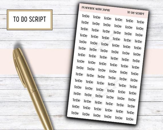 TO DO Stickers, To Do Script, Planner Stickers, Mom Planning Stickers, Script Stickers