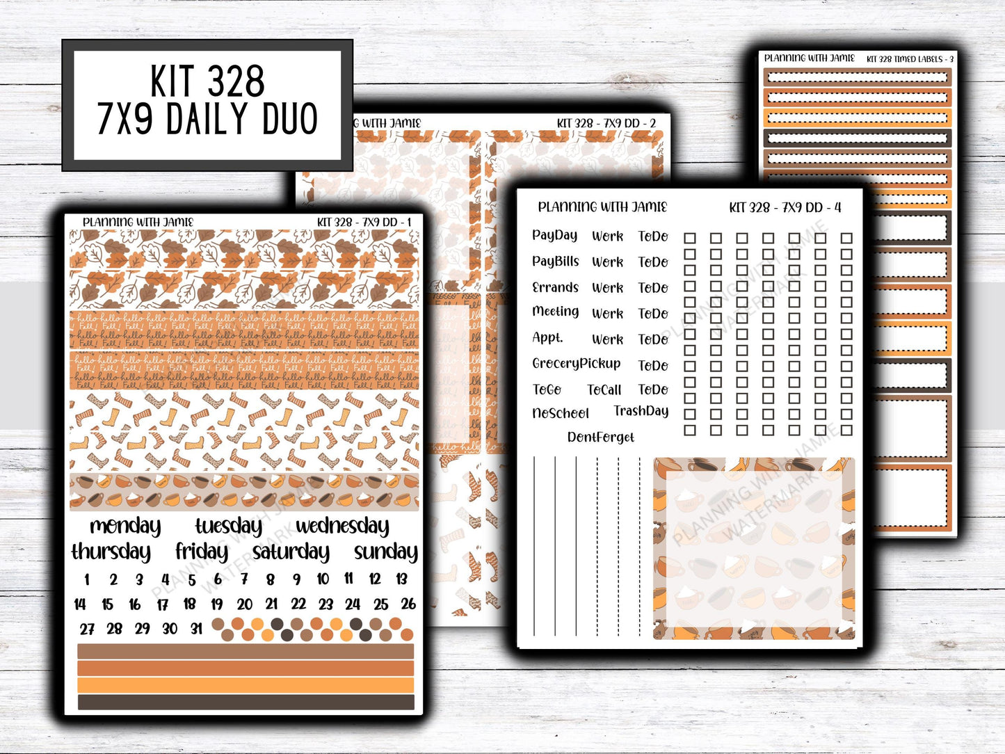 Kit 328 Erin Condren Daily Duo || Weekly Sticker Kit || Daily Duo Stickers || FALL STICKERS