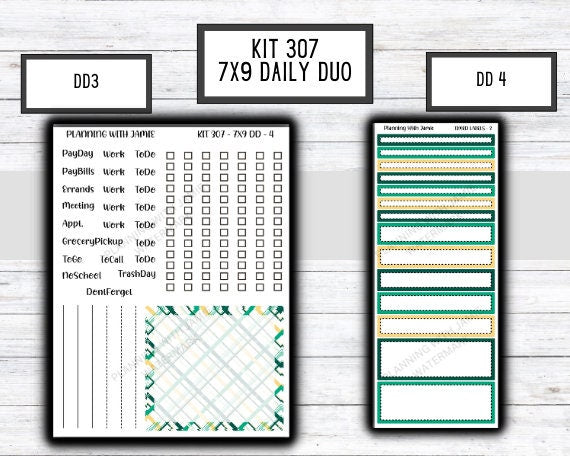 Kit 307 Erin Condren Daily Duo || Weekly Sticker Kit || Daily Duo Stickers || SPRING STICKERS || ST PATRICKS DAY STICKERS