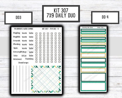 Kit 307 Erin Condren Daily Duo || Weekly Sticker Kit || Daily Duo Stickers || SPRING STICKERS || ST PATRICKS DAY STICKERS