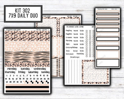 Kit 302 Erin Condren Daily Duo || Weekly Sticker Kit || Daily Duo Stickers || ANIMAL STICKERS