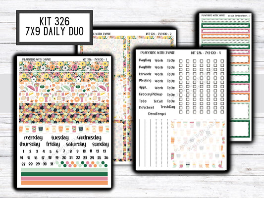 Kit 326 Erin Condren Daily Duo || Weekly Sticker Kit || Daily Duo Stickers || FLOWER STICKERS