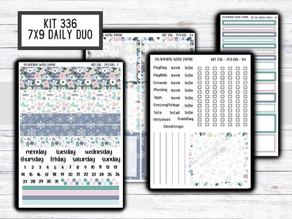 Kit 336 Erin Condren Daily Duo || Weekly Sticker Kit || Daily Duo Stickers || WINTER Stickers || FLOWER STICKERS