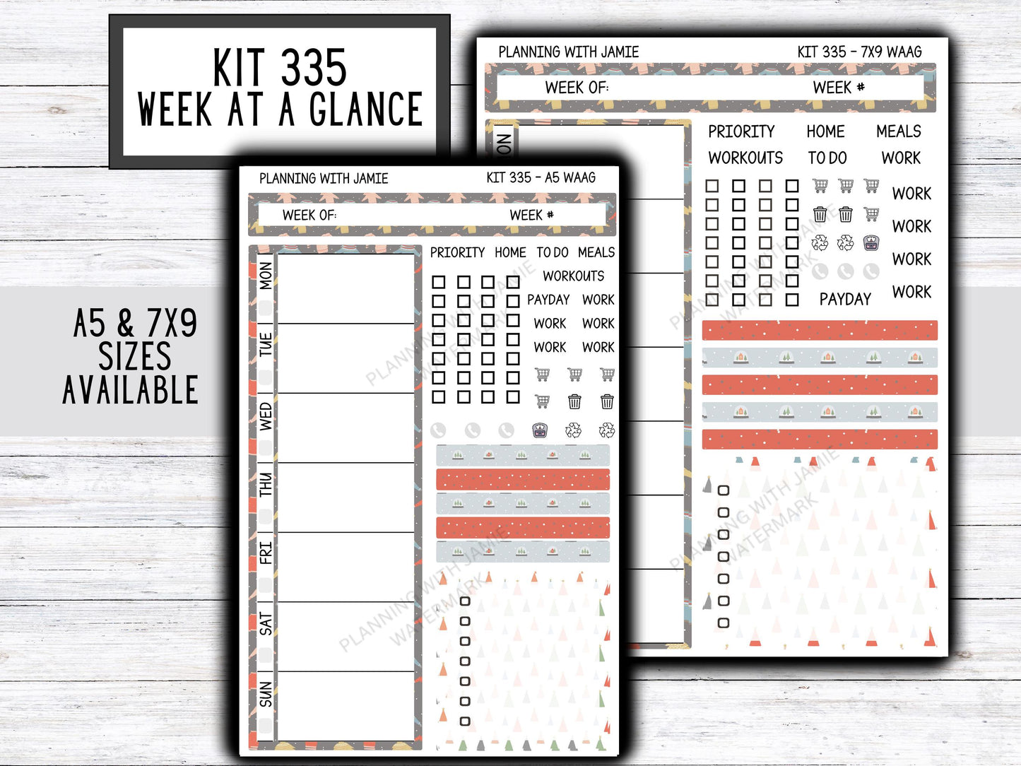 Kit 335 Week At A Glance Sticker || Week At A Glance Planner Sticker Kit || Weekly Overview Stickers || Daily Duo Stickers|| WINTER STICKERS || NEUTRAL STICKERS