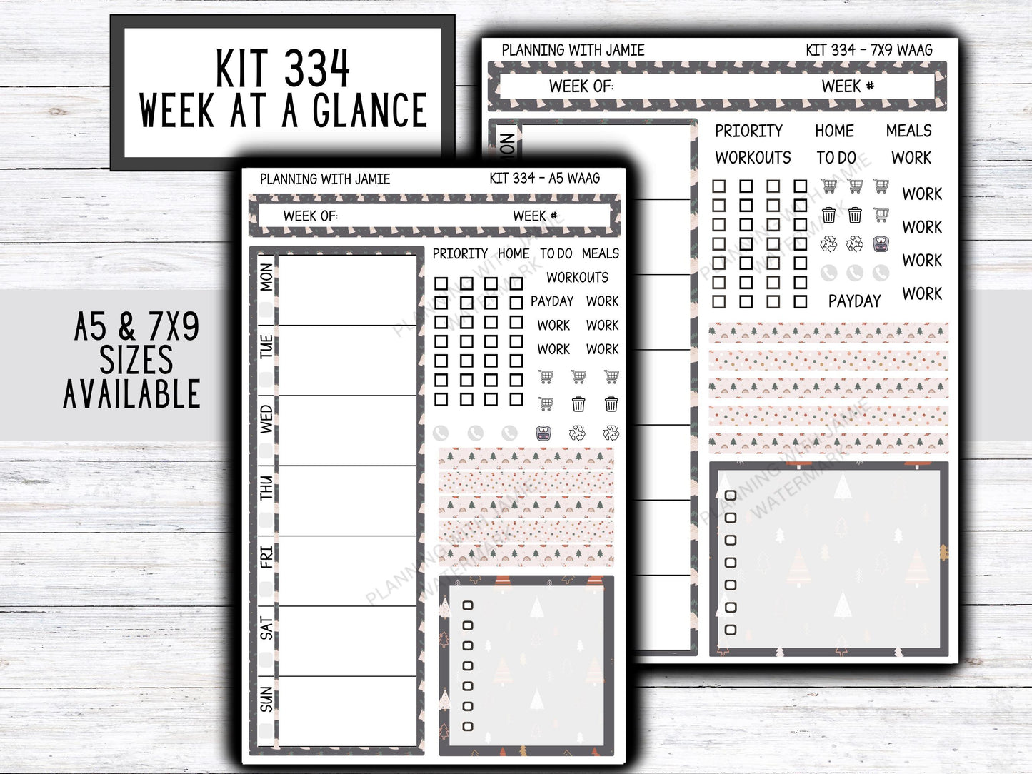 Kit 334 Week At A Glance Sticker || Week At A Glance Planner Sticker Kit || Weekly Overview Stickers || Daily Duo Stickers|| WINTER STICKERS || NEUTRAL CHRISTMAS STICKERS