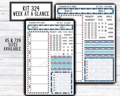 Kit 324 Week At A Glance Sticker || Week At A Glance Planner Sticker Kit || Weekly Overview Stickers || Daily Duo Stickers|| SUMMER STICKERS