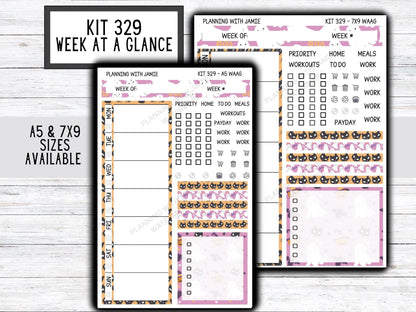 Kit 329 Week At A Glance Sticker || Week At A Glance Planner Sticker Kit || Weekly Overview Stickers || Daily Duo Stickers|| FALL STICKERS || HALLOWEEN STICKERS