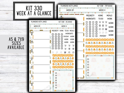Kit 330 Week At A Glance Sticker || Week At A Glance Planner Sticker Kit || Weekly Overview Stickers || Daily Duo Stickers|| FALL STICKERS || SWEATER WEATHER STICKERS